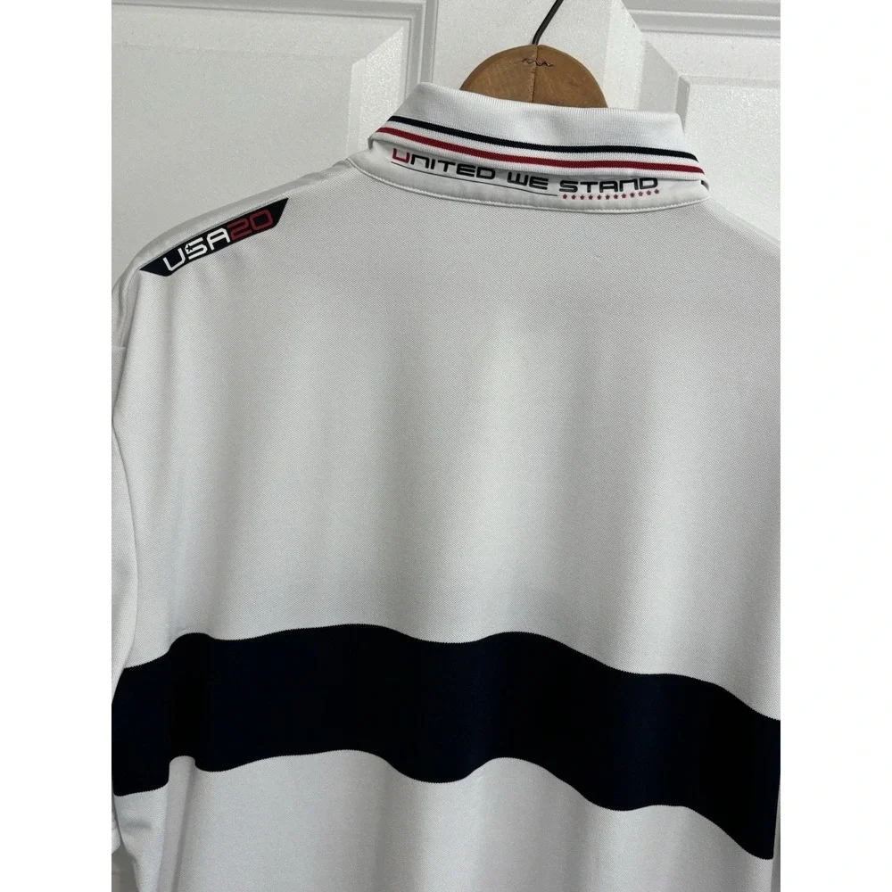RLX Ralph Lauren Team USA Ryder Cup 2020 Golf Polo Shirt White Flag Mens L 0702